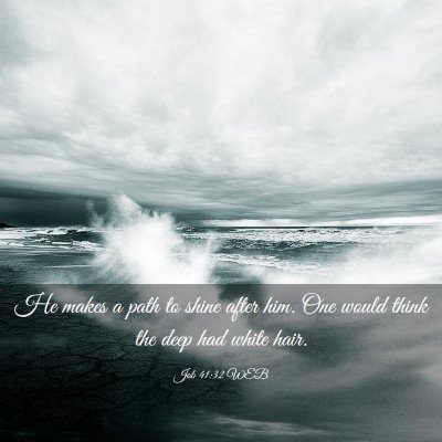Picture 03 - Job 41:32 WEB - He makes a path to shine after him. One would - Bible Verse Picture