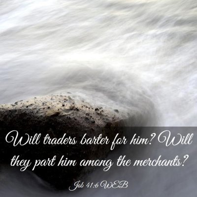 Picture 03 - Job 41:6 WEB - Will traders barter for him? Will they part him - Bible Verse Picture