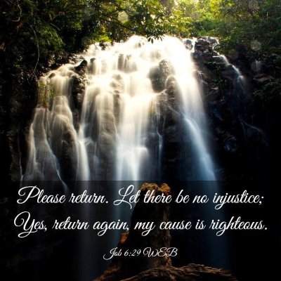 Picture 03 - Job 6:29 WEB - Please return. Let there be no injustice; Yes, - Bible Verse Picture