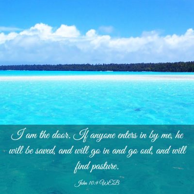 Picture 03 - John 10:9 WEB - I am the door. If anyone enters in by me, he will - Bible Verse Picture