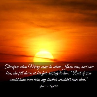 Picture 03 - John 11:32 WEB - Therefore when Mary came to where Jesus was, and - Bible Verse Picture