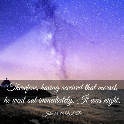 Picture 03 - John 13:30 WEB - Therefore, having received that morsel, he went - Bible Verse Picture