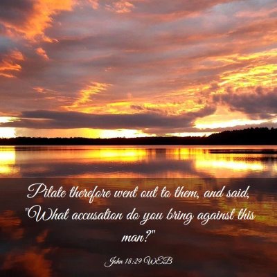 Picture 03 - John 18:29 WEB - Pilate therefore went out to them, and said, - Bible Verse Picture