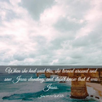 Picture 03 - John 20:14 WEB - When she had said this, she turned around and saw - Bible Verse Picture