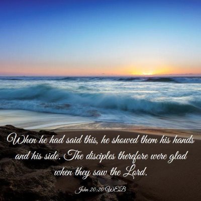 Picture 03 - John 20:20 WEB - When he had said this, he showed them his hands - Bible Verse Picture