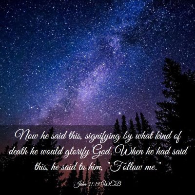 Picture 03 - John 21:19 WEB - Now he said this, signifying by what kind of - Bible Verse Picture