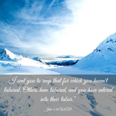 Picture 03 - John 4:38 WEB - I sent you to reap that for which you haven't - Bible Verse Picture