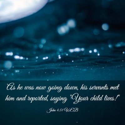 Picture 03 - John 4:51 WEB - As he was now going down, his servants met him - Bible Verse Picture