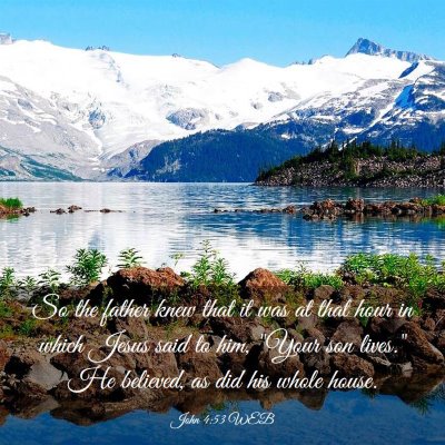 Picture 03 - John 4:53 WEB - So the father knew that it was at that hour in - Bible Verse Picture