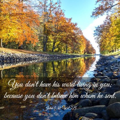 Picture 03 - John 5:38 WEB - You don't have his word living in you; because - Bible Verse Picture