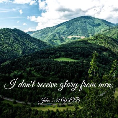 Picture 03 - John 5:41 WEB - I don't receive glory from - Bible Verse Picture