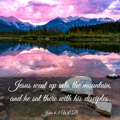 Picture 03 - John 6:3 WEB - Jesus went up into the mountain, and he sat there - Bible Verse Picture