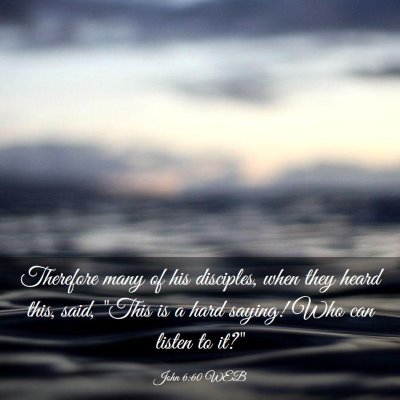 Picture 03 - John 6:60 WEB - Therefore many of his disciples, when they heard - Bible Verse Picture