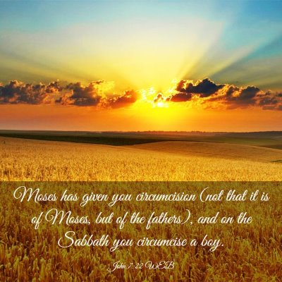 Picture 03 - John 7:22 WEB - Moses has given you circumcision (not that it is - Bible Verse Picture