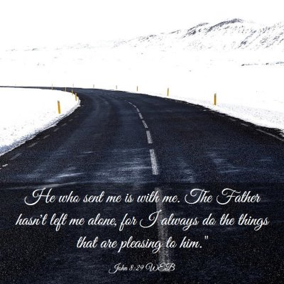 Picture 03 - John 8:29 WEB - He who sent me is with me. The Father hasn't left - Bible Verse Picture