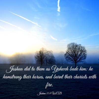 Picture 03 - Joshua 11:9 WEB - Joshua did to them as Yahweh bade him: he - Bible Verse Picture