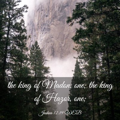 Picture 03 - Joshua 12:19 WEB - the king of Madon, one; the king of Hazor, - Bible Verse Picture