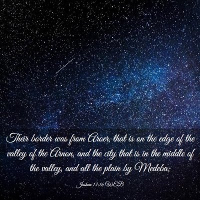 Picture 03 - Joshua 13:16 WEB - Their border was from Aroer, that is on the edge - Bible Verse Picture