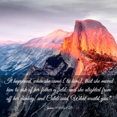 Picture 03 - Joshua 15:18 WEB - It happened, when she came [to him], that she - Bible Verse Picture