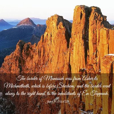 Picture 03 - Joshua 17:7 WEB - The border of Manasseh was from Asher to - Bible Verse Picture