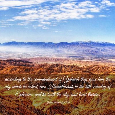 Picture 03 - Joshua 19:50 WEB - according to the commandment of Yahweh they gave - Bible Verse Picture