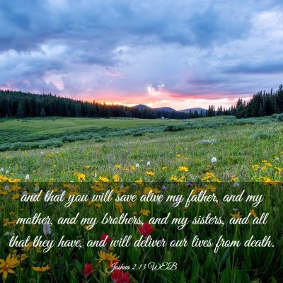 Picture 03 - Joshua 2:13 WEB - and that you will save alive my father, and my - Bible Verse Picture