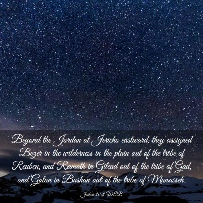 Picture 03 - Joshua 20:8 WEB - Beyond the Jordan at Jericho eastward, they - Bible Verse Picture