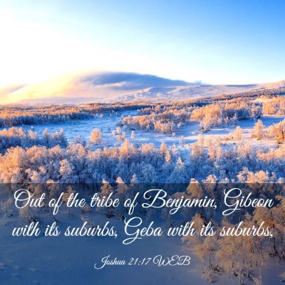 Picture 03 - Joshua 21:17 WEB - Out of the tribe of Benjamin, Gibeon with its - Bible Verse Picture