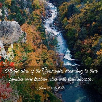 Picture 03 - Joshua 21:33 WEB - All the cities of the Gershonites according to - Bible Verse Picture