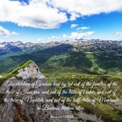 Picture 03 - Joshua 21:6 WEB - The children of Gershon had by lot out of the - Bible Verse Picture