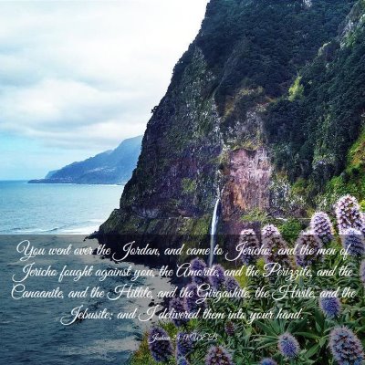 Picture 03 - Joshua 24:11 WEB - You went over the Jordan, and came to Jericho: - Bible Verse Picture
