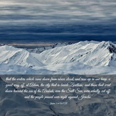 Picture 03 - Joshua 3:16 WEB - that the waters which came down from above stood, - Bible Verse Picture