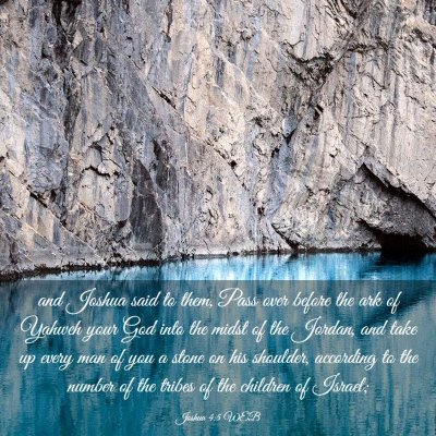 Picture 03 - Joshua 4:5 WEB - and Joshua said to them, Pass over before the ark - Bible Verse Picture