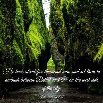 Picture 03 - Joshua 8:12 WEB - He took about five thousand men, and set them in - Bible Verse Picture