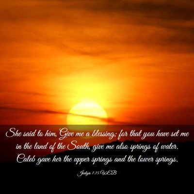 Picture 03 - Judges 1:15 WEB - She said to him, Give me a blessing; for that you - Bible Verse Picture