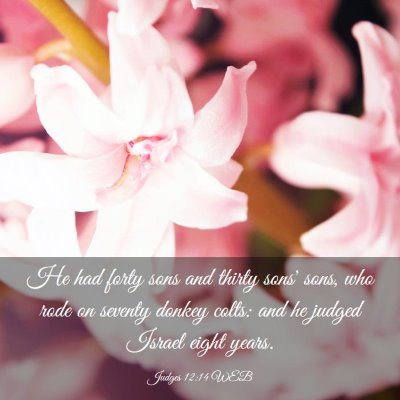 Picture 03 - Judges 12:14 WEB - He had forty sons and thirty sons' sons, who rode - Bible Verse Picture