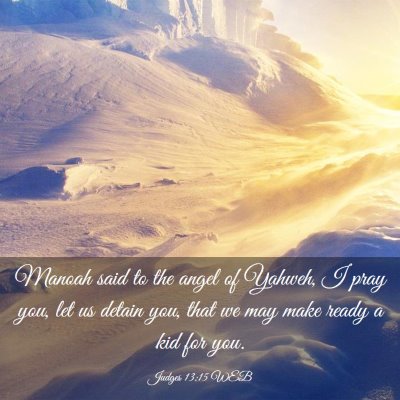 Picture 03 - Judges 13:15 WEB - Manoah said to the angel of Yahweh, I pray you, - Bible Verse Picture