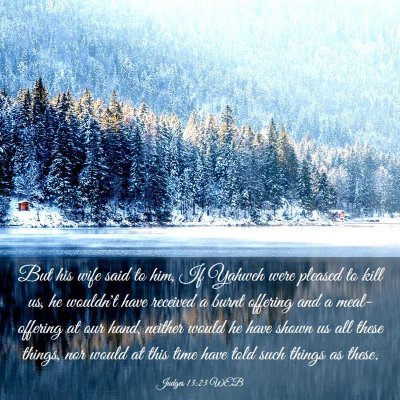 Picture 03 - Judges 13:23 WEB - But his wife said to him, If Yahweh were pleased - Bible Verse Picture