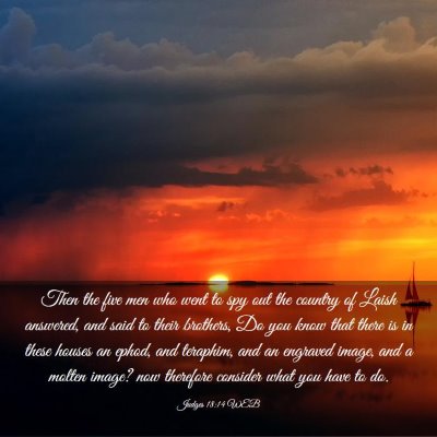 Picture 03 - Judges 18:14 WEB - Then the five men who went to spy out the country - Bible Verse Picture