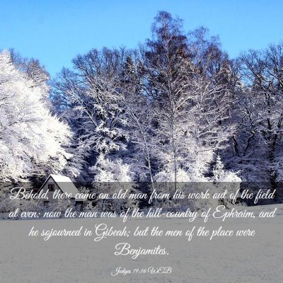 Picture 03 - Judges 19:16 WEB - Behold, there came an old man from his work out - Bible Verse Picture