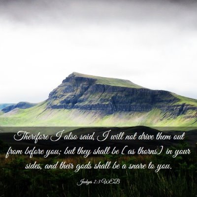 Picture 03 - Judges 2:3 WEB - Therefore I also said, I will not drive them out - Bible Verse Picture