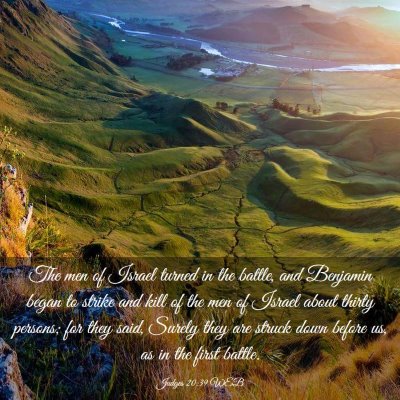 Picture 03 - Judges 20:39 WEB - The men of Israel turned in the battle, and - Bible Verse Picture