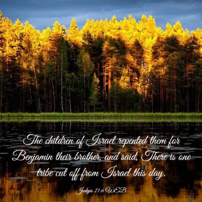 Picture 03 - Judges 21:6 WEB - The children of Israel repented them for Benjamin - Bible Verse Picture