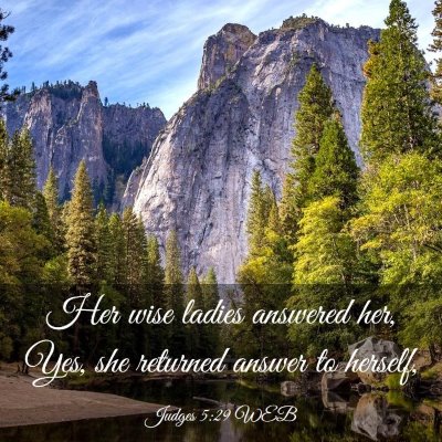 Picture 03 - Judges 5:29 WEB - Her wise ladies answered her, Yes, she returned - Bible Verse Picture