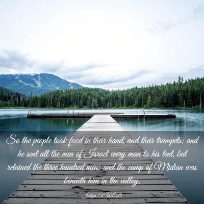 Picture 03 - Judges 7:8 WEB - So the people took food in their hand, and their - Bible Verse Picture