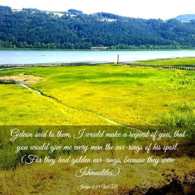 Picture 03 - Judges 8:24 WEB - Gideon said to them, I would make a request of - Bible Verse Picture