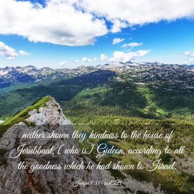 Picture 03 - Judges 8:35 WEB - neither shown they kindness to the house of - Bible Verse Picture