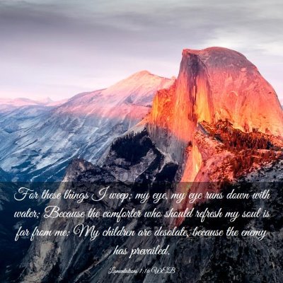 Picture 03 - Lamentations 1:16 WEB - For these things I weep; my eye, my eye runs down - Bible Verse Picture