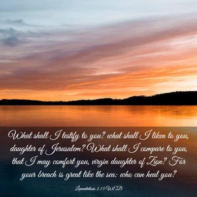 Picture 03 - Lamentations 2:13 WEB - What shall I testify to you? what shall I liken - Bible Verse Picture