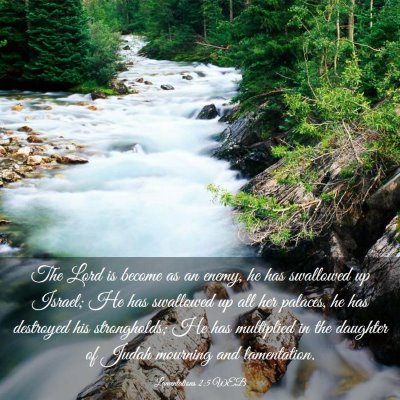 Picture 03 - Lamentations 2:5 WEB - The Lord is become as an enemy, he has swallowed - Bible Verse Picture